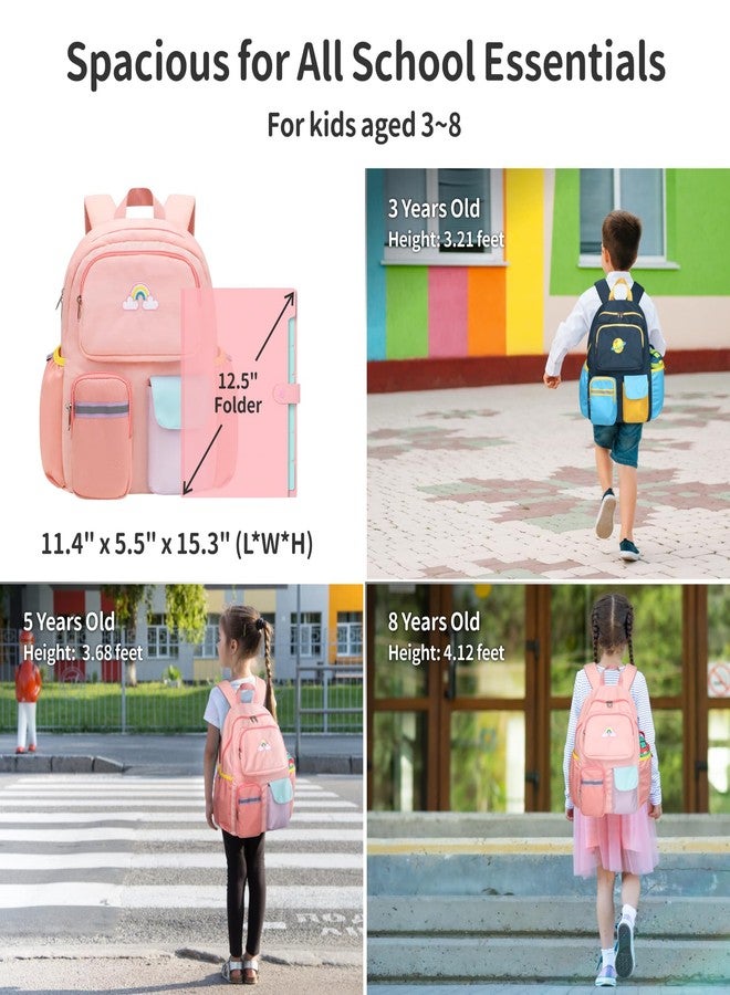 BrainyBees 15 Inch Kids Backpack - Preschool Backpack for Kids 3 to 8, Lightweight Kindergarten Backpack for Boys, 01 Pink, 15 Inch, Backpack - Image 3