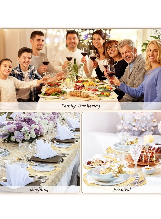 4 PCS Gold Round Rose Placemats for Dinning Table Metallic Plastic Vinyl Place for Daily Use Holiday Wedding Birthday Party Dinner Tableware - Image 5