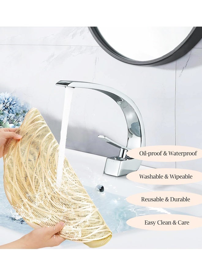 4 PCS Gold Round Rose Placemats for Dinning Table Metallic Plastic Vinyl Place for Daily Use Holiday Wedding Birthday Party Dinner Tableware - Image 4