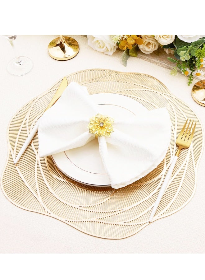 4 PCS Gold Round Rose Placemats for Dinning Table Metallic Plastic Vinyl Place for Daily Use Holiday Wedding Birthday Party Dinner Tableware - Image 3
