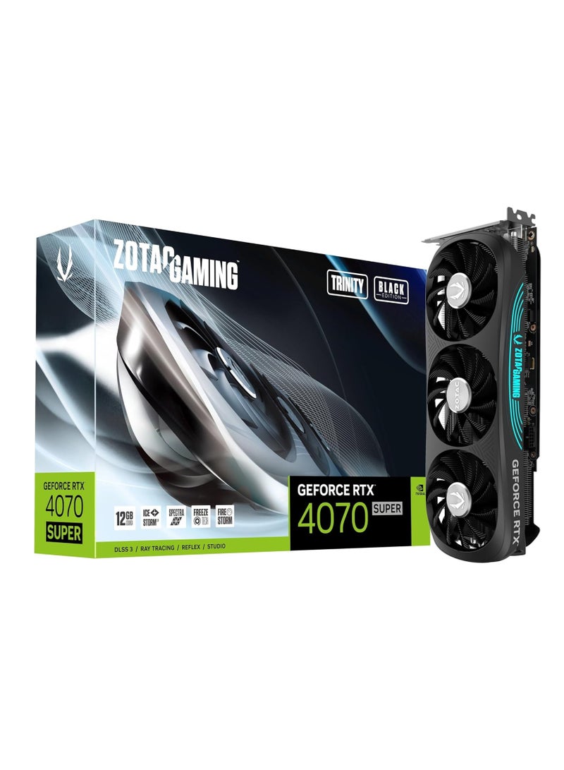 ZOTAC Gaming GeForce RTX 4070 Super Trinity Black Edion DLSS 3 12GB GDDR6X 192-bit 21 Gbps PCIE 4.0 Gaming Graphics Card, IceStorm 2.0 Advanced Cooling, Spectra RGB Lighting, ZT-D40720D-10P - Image 1