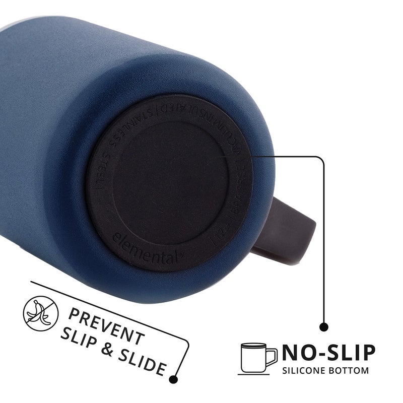 Elemental Insulated Coffee Mug - Triple-Wall Stainless Steel Summit Travel Cup for Hot and Cold Drinks - Thermal Coffee Mug with Lid and Handle for Camping  Office & Travel 12oz - Navy Blue - Image 4