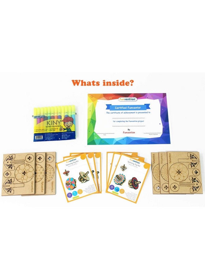فنفينشين مجموعة Funvention (عبوة من 6 قطع) Spinning Top Kits - مجموعة من 6 ألغاز تلوين DIY للأطفال - هدية عيد ميلاد لتعلم العلوم والتكنولوجيا والهندسة والرياضيات - Image 5