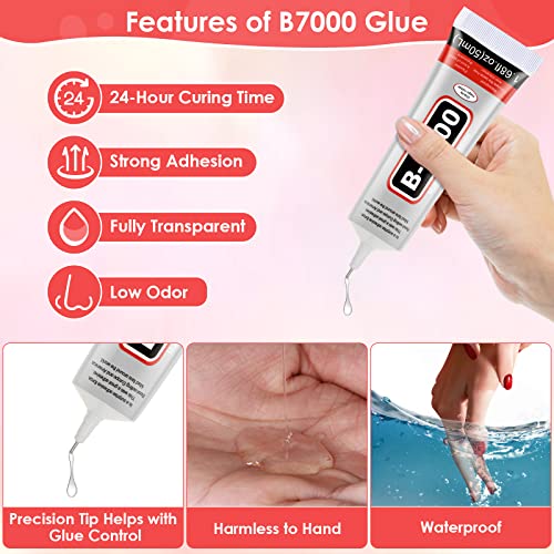 Jollidecor 4 PCS 50ML B7000 Crafts Glue Super Adhesive, Multipurpose Clear Glue for DIY Jewelry Beads Fabric Cloth Nail Art Shoes Screen Repair - Image 4