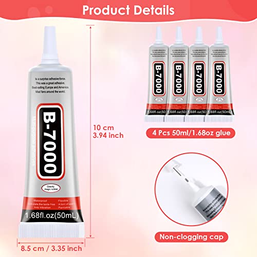 Jollidecor 4 PCS 50ML B7000 Crafts Glue Super Adhesive, Multipurpose Clear Glue for DIY Jewelry Beads Fabric Cloth Nail Art Shoes Screen Repair - Image 3