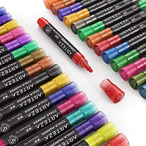ARTEZA Liquid Chalk Markers, 42 Colors Pack with 50 Chalkboard Labels, Fine Tip Chalk Pens for Blackboard, Whiteboard, Windows, Mirrors, Glass - Image 4