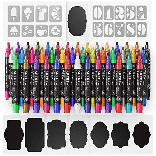 ARTEZA Liquid Chalk Markers, 42 Colors Pack with 50 Chalkboard Labels, Fine Tip Chalk Pens for Blackboard, Whiteboard, Windows, Mirrors, Glass - Image 5