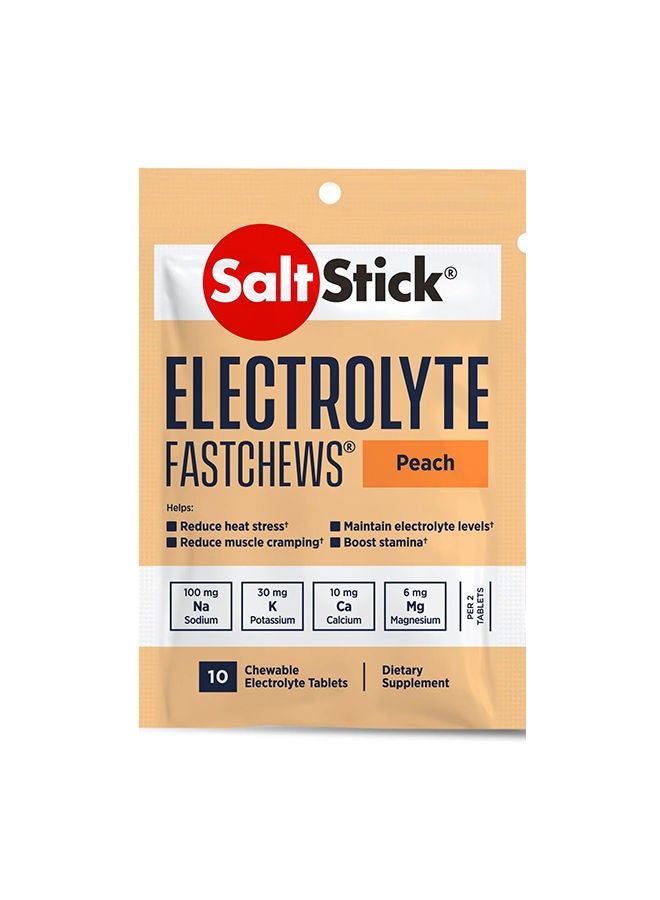 SaltStick Electrolyte FastChews - Peach Chewable Tablets - 10 Count