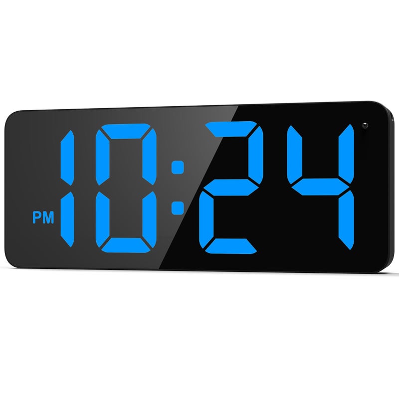 XUANZIT LED Digital Wall Clock with Large Display, Big Digits, Auto-Brightness, 12/24Hr Format, Modern Electric Small Silent Wall Clock for Living Room, Bedroom, Classroom, Farmhouse, Kitchen, Office - Blue - Image 1
