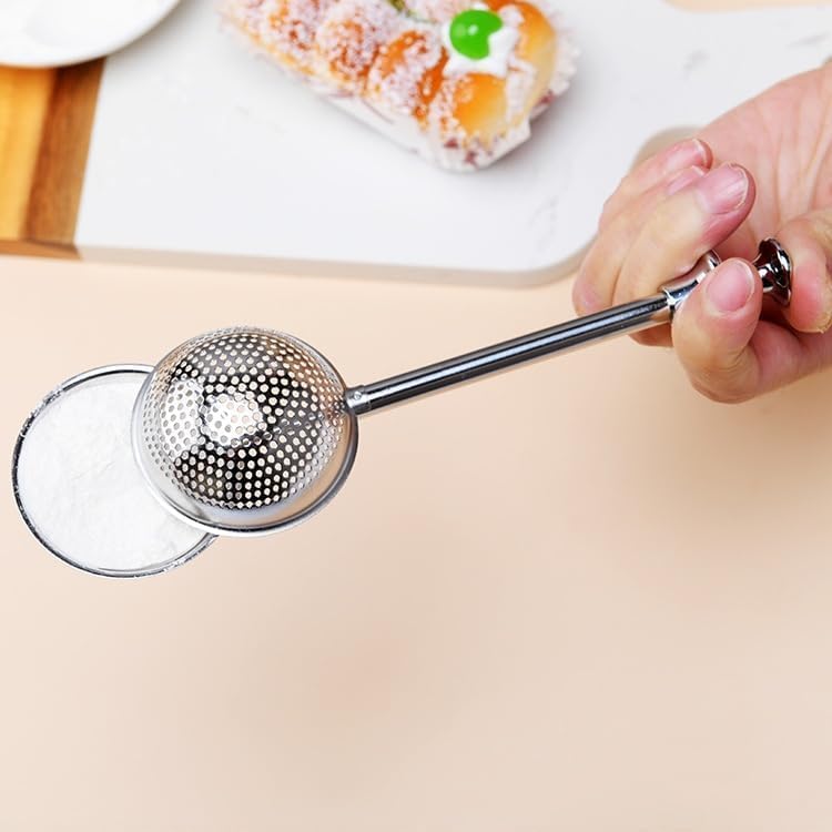 Wentoenapp Silver 304 Stainless Steel Flour Powder Filter Spoon, Baker Dusting Wand For Sugar Flour Spices, Flour Sugar Powder Spoon Kitchen Tools, Baking Sifters Baking Tools and Accessories - Image 5