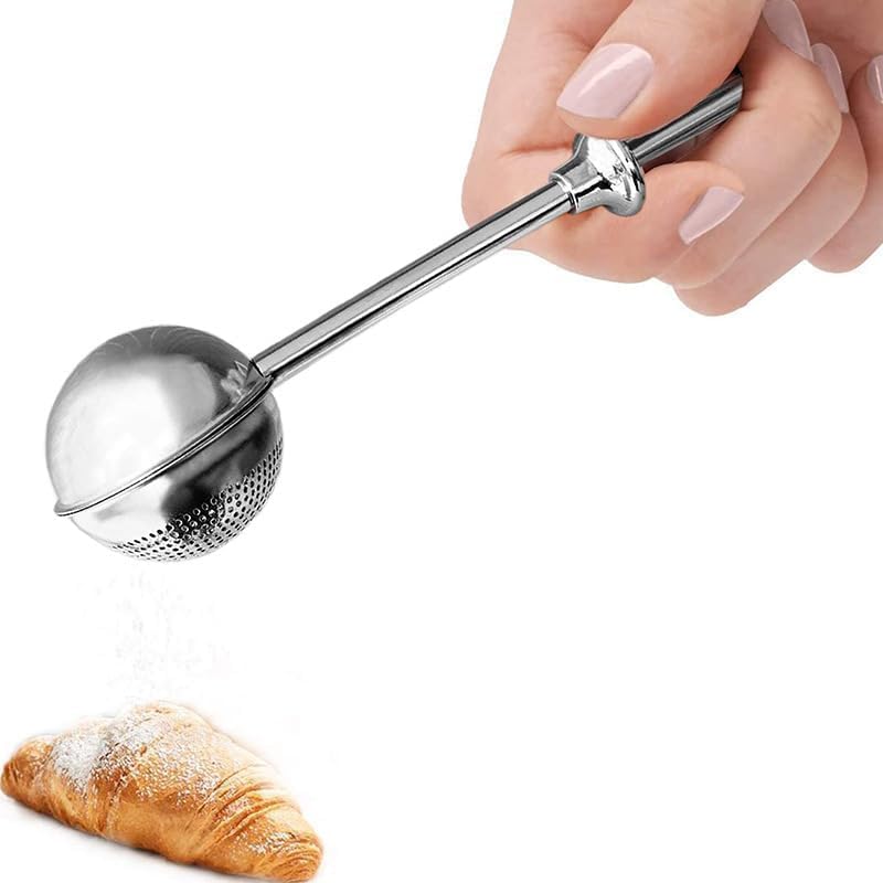 Wentoenapp Silver 304 Stainless Steel Flour Powder Filter Spoon, Baker Dusting Wand For Sugar Flour Spices, Flour Sugar Powder Spoon Kitchen Tools, Baking Sifters Baking Tools and Accessories - Image 4