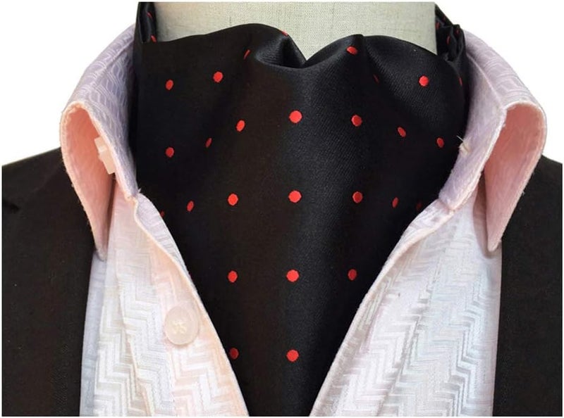 Secdtie Men's Polka Dot Plaid Silk Cravat Ties Jacquard Woven Casual Ascot - Image 3