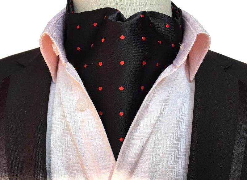 Secdtie Men's Polka Dot Plaid Silk Cravat Ties Jacquard Woven Casual Ascot - Image 2