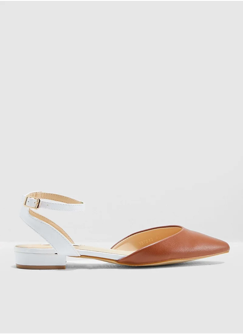 ELLA Pointed Toe Ballerina With Ankle Strap