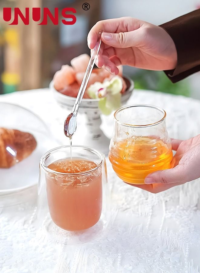 UNUNS Honey Dispenser Jar,Clear Honey Jar With Dipper And Lid,280ML Glass Beehive Honey Pot,Honey Containers Holder For Home Kitchen - Image 4