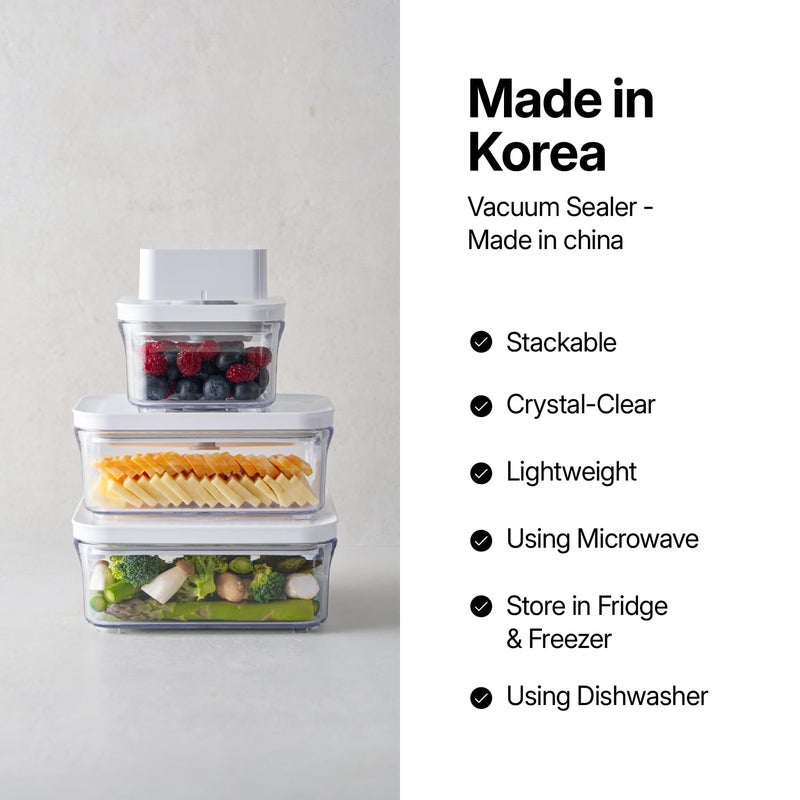 VAKUEN Premium Airtight Food Storage Containers, Mini Rectangular 2pc/set(0.53qt), Smart One-Click Seal Lid, No Hinges, 100% Leak Proof, BPA-FREE, Dishwasher, Freezer & Microwave Safe - Image 4