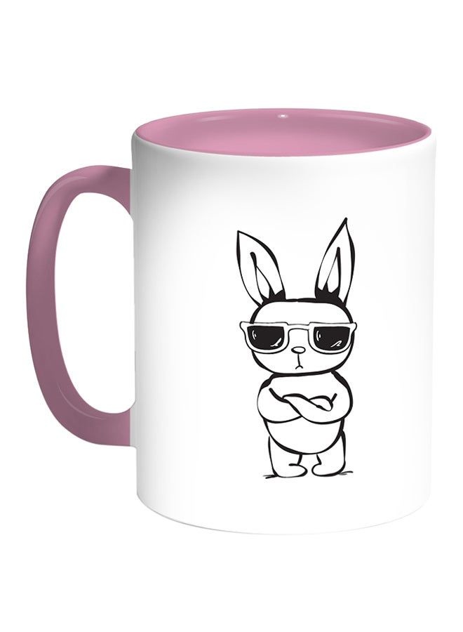 RKN Cartoon Drawings - Rabbits Printed Coffee Mug White/Pink 11ounce - Image 2