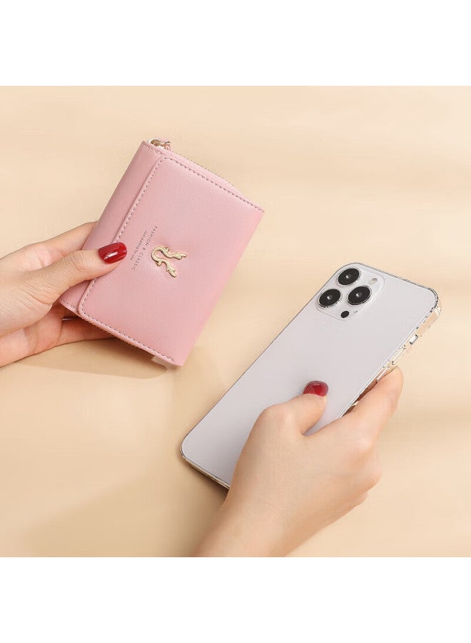 Viney Leather Women'S Wallet, Short Foldable Zipper Coin Purse, Multi-Card Slots, Multifunctional Wallet, Card Holder, Id Holder - Image 2
