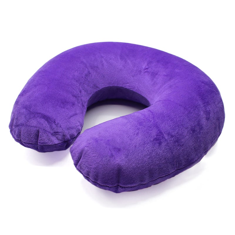 Dream Essentials Wild Essentials Inflatable Travel Neck Pillow UShape with Washable Soft Cover Purple 
