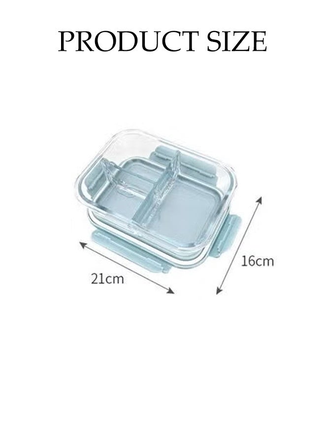 DUNISO Microwave Heating Lunch Box,High Borosilicate Glass Bowls,3 Compartment with Lids,Airtight Lunch Containers for Microwave, Oven, Freezer and Dishwasher 960ml ﻿ - Image 2