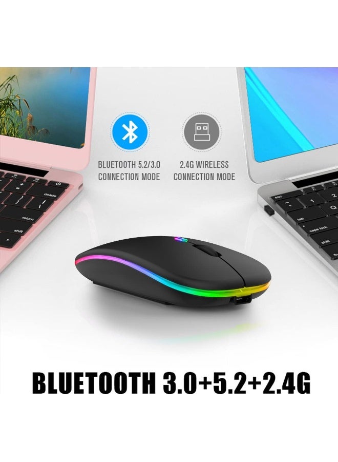 ECVV ماوس بلوتوث لاسلكي LED رفيع 2.4 جيجا هرتز قابل لإعادة الشحن وصامت مع 3 نقاط لكل بوصة قابلة للتعديل للكمبيوتر المحمول والكمبيوتر الشخصي والكمبيوتر المحمول والكمبيوتر - Image 4