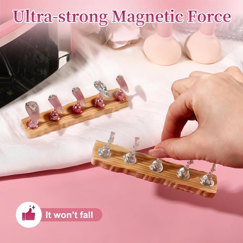 ANGNYA Nail Stand for Press on, 2 Set Super Magnetic Nail Holder for Painting Nails Nail Stand for Painting Nails Nail Display with 200pcs Sticky Tabs for Nail Art Display Home & Salon Use - Image 3