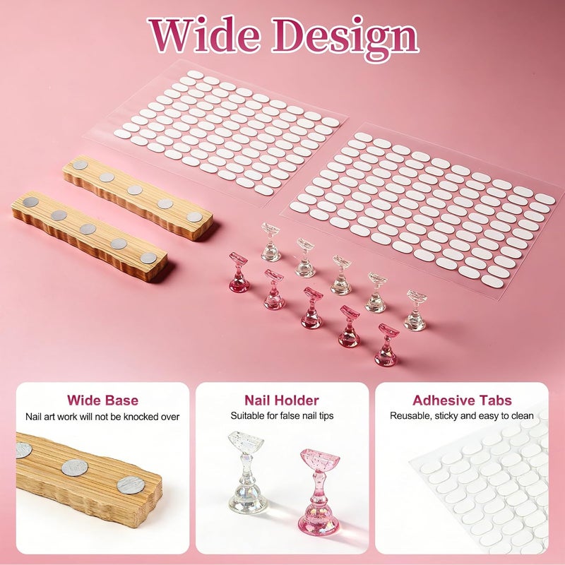 ANGNYA Nail Stand for Press on, 2 Set Super Magnetic Nail Holder for Painting Nails Nail Stand for Painting Nails Nail Display with 200pcs Sticky Tabs for Nail Art Display Home & Salon Use - Image 2