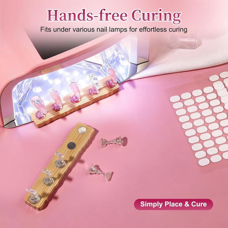 ANGNYA Nail Stand for Press on, 2 Set Super Magnetic Nail Holder for Painting Nails Nail Stand for Painting Nails Nail Display with 200pcs Sticky Tabs for Nail Art Display Home & Salon Use - Image 5