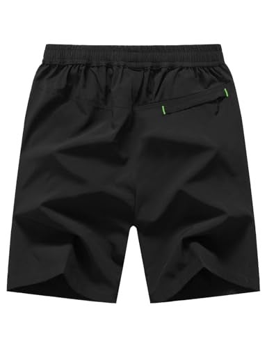 TBMPOY Men's 7" Hiking Running Shorts with Pockets Athletic Outdoor Sports Gym Workout Short Zipper Pockets Black XL - Image 2