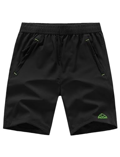 TBMPOY Men's 7" Hiking Running Shorts with Pockets Athletic Outdoor Sports Gym Workout Short Zipper Pockets Black XL - Image 1