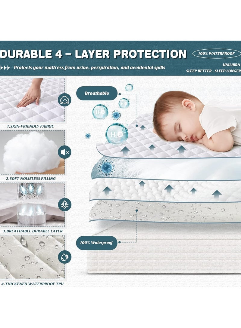 2 Pack 100% Waterproof Mattress Pad Protector,Breathable Quilted Mattress Cover,Breathable Mattress Protector,Soft Breathable Mattress Pad Cover,Dust Proof Mattress Protector (White-200cm*220cm)  - Image 4