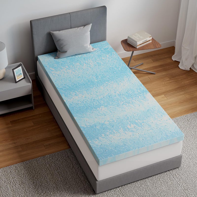 Novilla Memory Foam Mattress Topper Twin - 3 Inch Cooling Gel Infused Memory Foam | Slow-Rebound Pressure Relief | CertiPUR Certified | Comfort for Sleeper Sofa, RV, Camper, Dorm Room - Image 1
