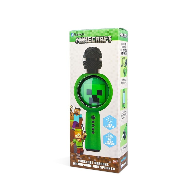Minecraft Creeper Bluetooth Wireless Karaoke Microphone & Speaker (Green/Black) - Image 2