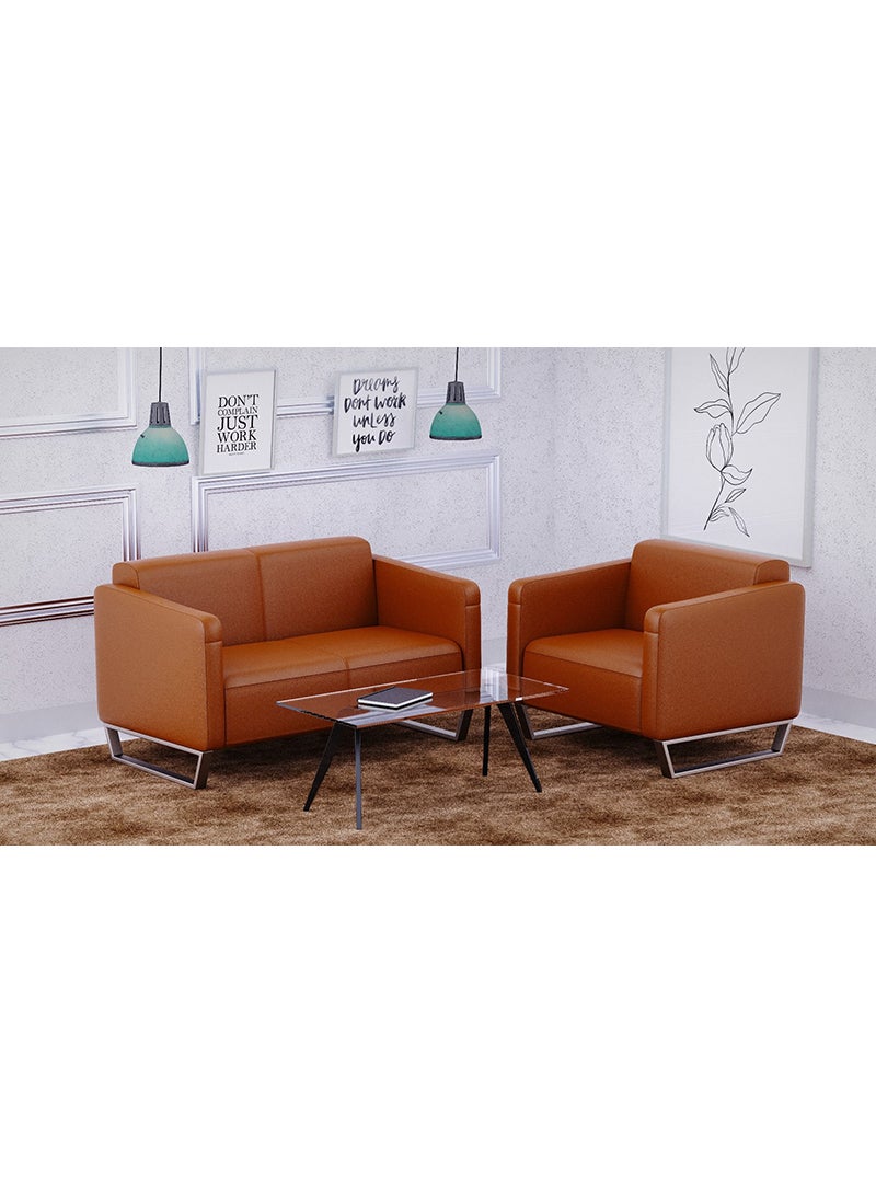 Mahmayi 2850 Double Seater PU Sofa - Chocolate Brown 125x78x77 CM - Image 4