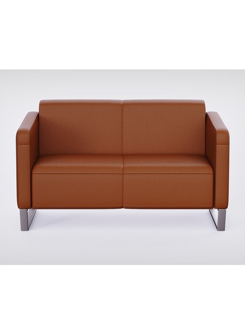 Mahmayi 2850 Double Seater PU Sofa - Chocolate Brown 125x78x77 CM - Image 2