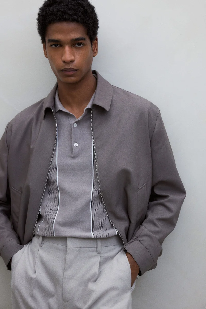 H&M Regular Fit Pointelle-knit polo shirt