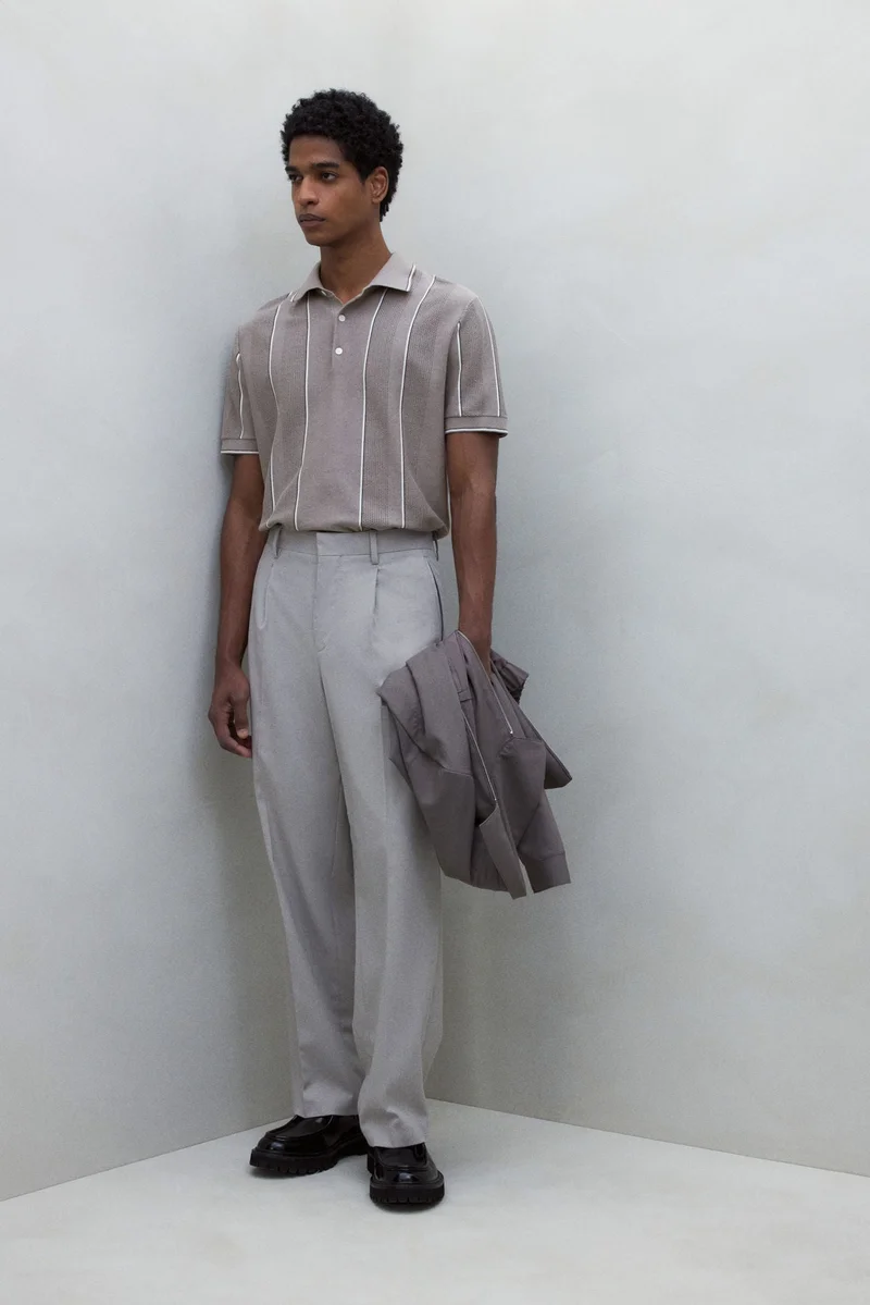 H&M Regular Fit Pointelle-knit polo shirt