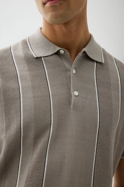 H&M Regular Fit Pointelle-knit polo shirt