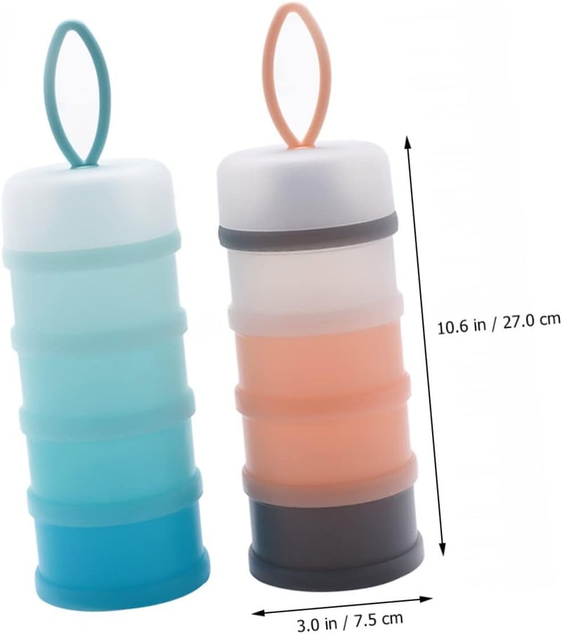 Bukela Baby Formula Dispenser 2Pcs Portable Milk Powder Storage Box Stackable Travel Container with Detachable Compartments 7.5X3X3 Inches - Image 1