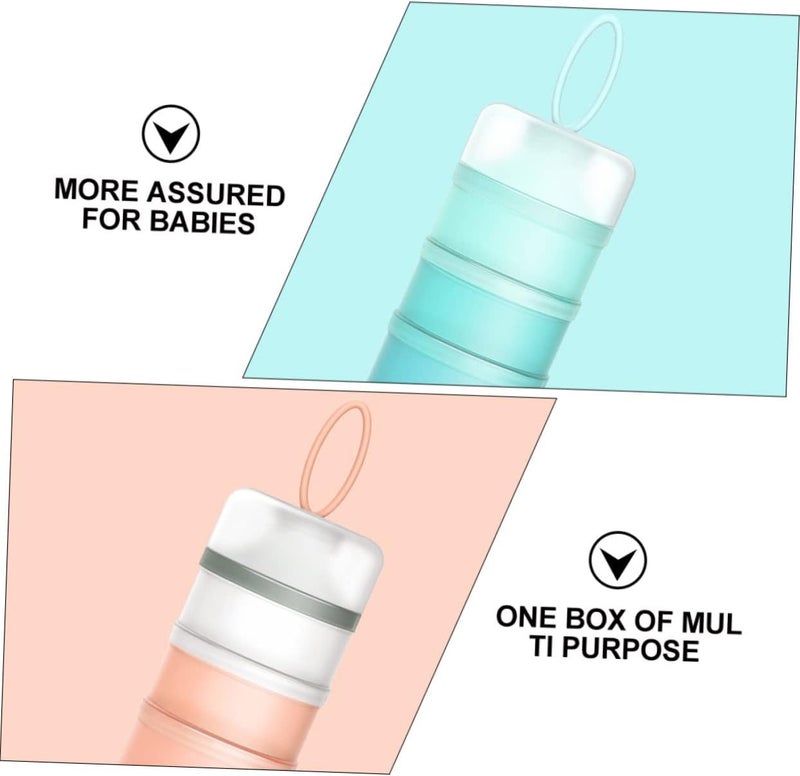 Bukela Baby Formula Dispenser 2Pcs Portable Milk Powder Storage Box Stackable Travel Container with Detachable Compartments 7.5X3X3 Inches - Image 2