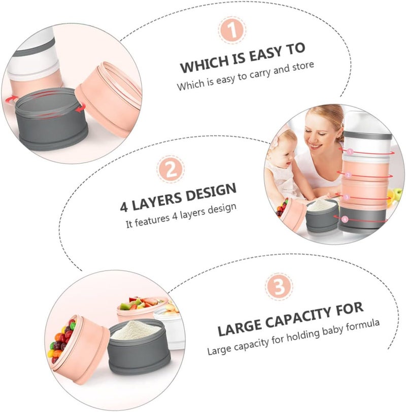 Bukela Baby Formula Dispenser 2Pcs Portable Milk Powder Storage Box Stackable Travel Container with Detachable Compartments 7.5X3X3 Inches - Image 4