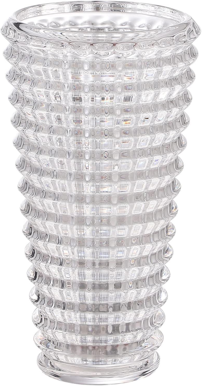 mcmcncuiu Large Crystal Vase for Flowers, Clear Glass Cylinder Vase, Large Clear Vase, Modern Decorative Vase for Living Room, Bedroom, Kitchen, Dining Table, Mantle, Wedding, Heavy Duty 9-Inch - Image 1