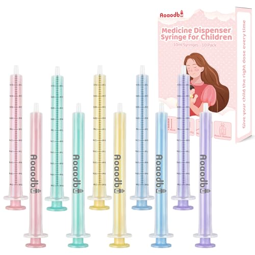 Aoaodbu Baby Medicine Dispenser Syringe For Children,Oral Syringes, Liquid Plastic Syringe Without Needle,Leak proof Dosing Tools,5 Uniquely Colour Syringes - 10 Pack - Image 1