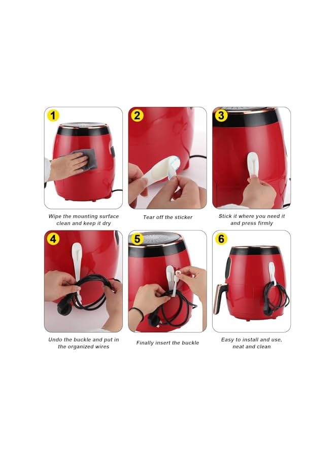 Green Tiger 6 Pcs Cord Bundlers Cord Organizer for Appliances, Self Adhesive Kitchen Appliance Cord Wrapper, Sticky Silicone Cord Holder Cable Organizer for Data Cable, Air Fryer, Toaster (6 Pcs, Black) - Image 3