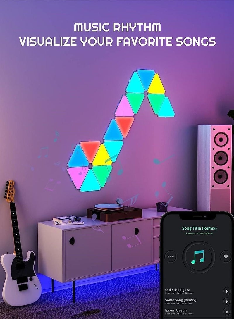 Y&D Light Panels Smart Triangle RGB LED Wall Panels Wi-Fi Home Decor Creative Lights with Music Sync Compatible Alexa Google Assistant for Gaming Rooms Party Decor(6 Pack) - Image 5