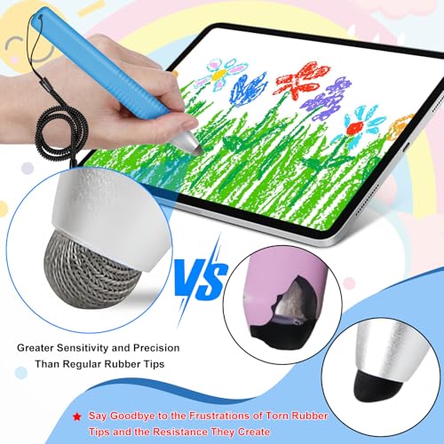 smrtcol 2pcs Kid-Friendly Stylus Pens for Touch Screens, Tablet Stylus Pen with Spring Cord Universal Touch Screen Capacitive Crayon Stylus Blue Yellow - Image 2