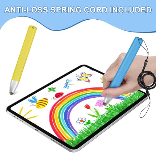 smrtcol 2pcs Kid-Friendly Stylus Pens for Touch Screens, Tablet Stylus Pen with Spring Cord Universal Touch Screen Capacitive Crayon Stylus Blue Yellow - Image 5