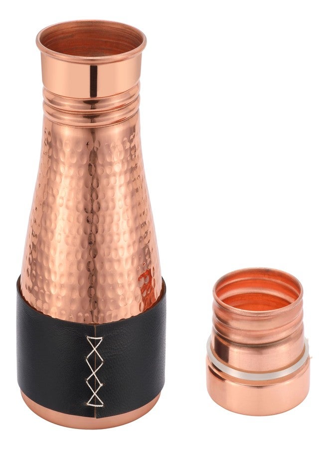Kitchen Science Pure Copper Bedside Carafe 32 oz with Leakproof Lid – Handmade Copper Water Carafe Set with Jute Placemat & Black Leather Sleeve, Durable & Premium Finish - Image 2