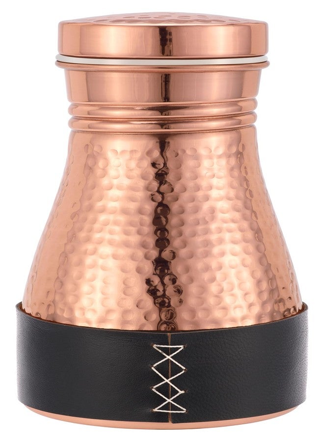 Kitchen Science Pure Copper Bedside Carafe 32 oz with Leakproof Lid – Handmade Copper Water Carafe Set with Jute Placemat & Black Leather Sleeve, Durable & Premium Finish - Image 1