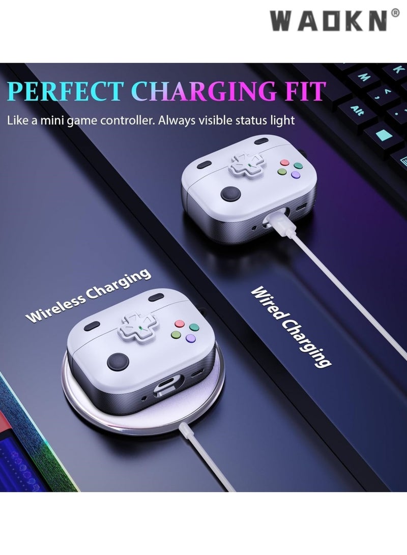 WAOKN Classic Game Player Design AirPods Pro 2nd Generation Case, Supports Wireless Charging, Portable Hard Shell Protective Cover, Secure Fit for AirPods Pro 2 Charging Case, White, Durable and Stylish  - Image 3